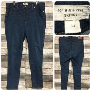Madewell 10” High Rise Skinny Jeans Women’s 34 Blue Denim Stretch (Inseam 28)